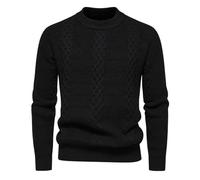 2025 Maglione Da Lavoro Uomo Manica Lunga- Maglione Caldo Girocollo Taglio Ampio Casual Tinta Unita Maglione Chic Confortevole Tutti I Giorni Temperamento Versatile Autunno Inverno Maglione