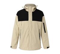 2025 Mens Primavera E Autunno Prova Impermeabile E Traspirante Con Cappuccio Colore Abbinamento Tasca Cerniera Giacca Top Coat Tan Giacca Casual Uomo, Beige, XL