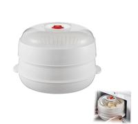 2025 Microwave Oven Steamer, 2025 Upgraded Multifunctional Microwave Oven Steamer with Lid and Tray, Layered Water Storage Design for Kitchen Cooking Dish, Office Lunch (2-layer)