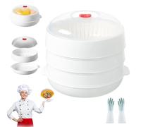 2025 Microwave Oven Steamer, Multifunctional Microwave Heating and Thermal Insulation Steamer Utensils, Layered Water Storage Design With Lid and Tray for Cooking Food (3 Layer)