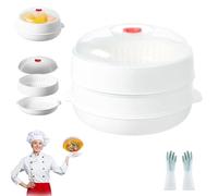 2025 Microwave Oven Steamer, Multifunctional Microwave Heating and Thermal Insulation Steamer Utensils, Layered Water Storage Design With Lid and Tray for Cooking Food (2 Layer)