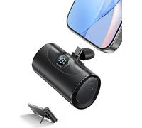 2025 Mini Power Bank iPhone USB C 5000mAh, 20W Ricarica Rapida Powerbank con Supporto Richiudibile, Caricatore Portatile Piccolo con LED Display per i-Phone 17 16 15 Pro Samsung Cavo non necessario