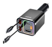 [2025 Mirco-Version] Caricatore da auto retrattile 4 in 1, 69 W, USB C, adattatore accendisigari, ricarica rapida per iPhone 16e/16/15/14,13, Samsung Galaxy, iPad, Pixel (grigio)