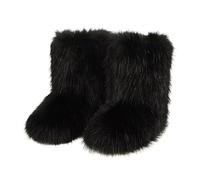 2025 Moda Donna Casual Inverno Sport All'aperto Colorato Caldo Lana Come Stivali Da Neve Stivali Metà Polpaccio Scarpe Inverno Bow per le Donne, Nero , 48.5 EU