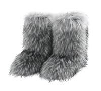 2025 Moda Donna Casual Inverno Sport All'aperto Colorato Caldo Lana Come Stivali Da Neve Stivali Metà Polpaccio Scarpe Inverno Bow per le Donne, Grigio, 48.5 EU