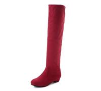 2025 Moda Donne Slip On Solid Invernale Spessa Suola Tacchi Quadrati Flock Lunghi Booties Punta Rotonda Scarpe Da Business Scarpe Da Donna Senza Tacco, Colore: rosso, 41 EU