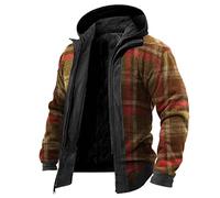 2025 Moda uomo Cardigan semplice con tasche a griglia Cappotto da uomo Cowboy, Colore: arancione., 4XL