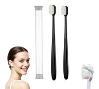 2025 Nano Toothbrush - Ultra-Fine Soft Wave Bristles, Micro Fur Manual Toothbrush for Adults, Extra Gentle for Sensitive Gums (Black*2)