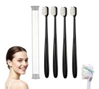 2025 Nano Toothbrush - Ultra-Fine Soft Wave Bristles, Micro Fur Manual Toothbrush for Adults, Extra Gentle for Sensitive Gums (Black*4)
