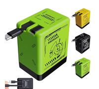 2025 New 2-in-1 120W Fast Charger with 3-in-1 Cables, 120w Super Fast Charger with Retractable Type-C and L Cable (green)