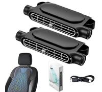 2025 New Car Seat Fan USB Plug-In, Car Interior Rear Pillow Car Fan, Headrest Auto Cooler, Rechargeable 3-Speed Adjustable, for Hot Weather Vehicles Long Journeys Truck (Black,2pcs)