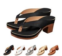 2025 New Chunky Sandals For Women Slip On Open Toe Square Toe Comfortable Chunky Heeled Sandals Mules Wedges Flip Flops For Long Walk Casual Shoes Dressy (Black,43)