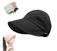 2025 New Classupery Outdoor UV Protection Hollow Top Sun Hat, Summer Hats for Women Wide Brim Adjustable (Black)