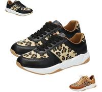 2025 New Comfortable Leopard Sneakers, Cheetah Print Shoes, Orthopedic Sport Shoe for Women Men, Women's Fashion Sneaker, Classic Retro Lace-Up Trainers (Black,43)