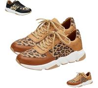 2025 New Comfortable Leopard Sneakers, Cheetah Print Shoes, Orthopedic Sport Shoe for Women Men, Women's Fashion Sneaker, Classic Retro Lace-Up Trainers (Brown,37)