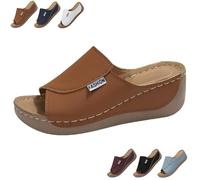 2025 New Comfortable Orthopedic Wedge Sandals for Women, Breathable Summer Solid Color Platform Slip On Walking Sandals with Arch Support (Brown,36)