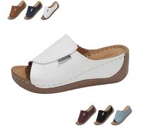 2025 New Comfortable Orthopedic Wedge Sandals for Women, Breathable Summer Solid Color Platform Slip On Walking Sandals with Arch Support (White,39)