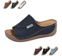 2025 New Comfortable Orthopedic Wedge Sandals for Women, Breathable Summer Solid Color Platform Slip On Walking Sandals with Arch Support (Blue,38)