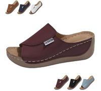 2025 New Comfortable Orthopedic Wedge Sandals for Women, Breathable Summer Solid Color Platform Slip On Walking Sandals with Arch Support (Red,41)