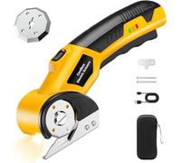 2025 New Cordless Electric Scissors, Electric Box Cutter for Cardboard, Rotary Cutter for Fabric with LED & Lock, for Cardboard Leather (yellow)