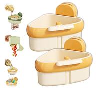 2025 New Curetoaway Suction Cup Sink Corner Rack - Cureaway No Touch Food Catcher, Corner Sink Rack, Fits Any Sinks, Prevents Clogs (Yellow*2)