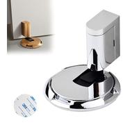 2025 New Door Wedge Stopper, No Drill Magnetic Door Stoppers, Wall Mounted Safety Glass Door Holder, Windproof & Silent Secure Adjustable Height for Home Office Doors (Bright Chrome)