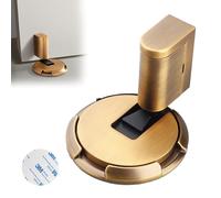 2025 New Door Wedge Stopper, No Drill Magnetic Door Stoppers, Wall Mounted Safety Glass Door Holder, Windproof & Silent Secure Adjustable Height for Home Office Doors (Yellow Bronze)