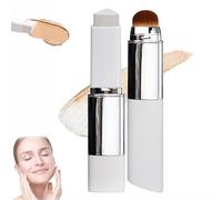 2025 New Double-Headed Lightweight Foundation Stick - Portable Makeup Color Changing Concealers, Color Changing Foundation Stick, Hydrating Cover Cream with Brush for All Skin Types (Dark Skin)