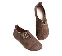 2025 New Flats for Women Elastic Button Leather Vamp Loafers ummer Fashion Round Toe Flats Lightweight Comfortable Flat Shoes Cushion Slip-On Casual Shoes (5,43)
