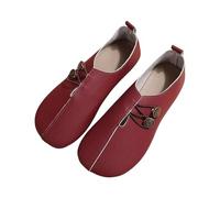 2025 New Flats for Women Elastic Button Leather Vamp Loafers ummer Fashion Round Toe Flats Lightweight Comfortable Flat Shoes Cushion Slip-On Casual Shoes (1,43)
