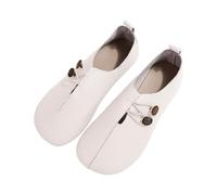 2025 New Flats for Women Elastic Button Leather Vamp Loafers ummer Fashion Round Toe Flats Lightweight Comfortable Flat Shoes Cushion Slip-On Casual Shoes (2,40)
