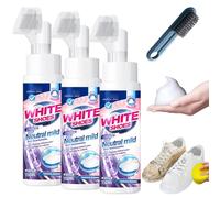 2025 New Foam No-Rinse Cleaner - Instantly Brightens & Whitens Shoes, Foam Shoe Cleaner with Brush Head, Trainer Cleaner Kit for PU Leather, Mesh, Rubber, Deep Cleans to Remove Stains (*3)