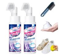 2025 New Foam No-Rinse Cleaner - Instantly Brightens & Whitens Shoes, Foam Shoe Cleaner with Brush Head, Trainer Cleaner Kit for PU Leather, Mesh, Rubber, Deep Cleans to Remove Stains (*2)