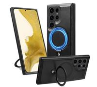 2025 New for Samsung Luxurious Leather Magnetic Case with Invisible Stand, Cool Magnetic Leather Case, For Samsung S24 S23 S22 Ultra Plus, Leather Protective Case for Samsung (Black,S25Ultra)
