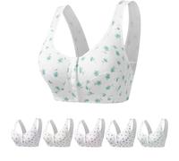 2025 New Front Closure Button No Underwire Cotton Comfortable Push Up Bra,for Seniors,Underwire Comfortable Bra (Green, L)