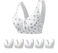 2025 New Front Closure Button No Underwire Cotton Comfortable Push Up Bra,for Seniors,Underwire Comfortable Bra (Blue, XL)