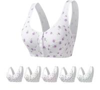 2025 New Front Closure Button No Underwire Cotton Comfortable Push Up Bra,for Seniors,Underwire Comfortable Bra (Purple, 2XL)