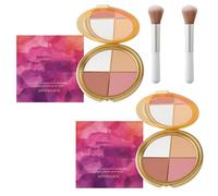 2025 New Glowjiu Highlighting Eye & Cheek Palette - Eye & Cheek palette - Eyeshadow And Highlighter Makeup, 4-In-1 Highlight Shades Makeup for Blush, Makeup Palettes Contour Kits (2Pcs)