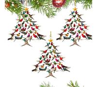 2025 New Hummingbird Christmas Ornament, 8cm/3.15'' Double-Sided Acrylic Colorful Stacking Winter Home Decor, Unique 2D Bird Tree Mini Ornament for Bird Lover Gift (3 Pcs)