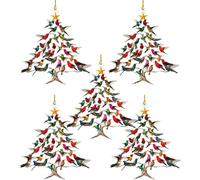 2025 New Hummingbird Christmas Ornament, 8cm/3.15'' Double-Sided Acrylic Colorful Stacking Winter Home Decor, Unique 2D Bird Tree Mini Ornament for Bird Lover Gift (5 Pcs)