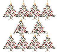 2025 New Hummingbird Christmas Ornament, 8cm/3.15'' Double-Sided Acrylic Colorful Stacking Winter Home Decor, Unique 2D Bird Tree Mini Ornament for Bird Lover Gift (10 Pcs)