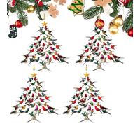 2025 New Hummingbird Christmas Ornament, Hummingbird Christmas Tree Ornaments, Winter Stacking Tree Ornamen, Lightweight Acrylic, for Bird Lovers (4 Pcs)