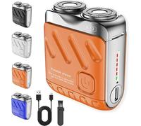2025 New Meigline Mini Shaver, mini electric explosive shaver for Men, Waterproof Electric Razor for Men Face, Portable Waterproof Rotary Dual Ring Electric Shavers for Home Travel (Orange)