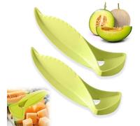 2025 New Melon Cutting Tool, Portable Cantaloupe Slicer Fruit Cutter, Manual Cube Watermelon Cutter Slicer, Kitchen Gadget, Quick and Easy Cutting, with Serrated Blade and Seed Remover (2PCS-GREEN)