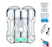 2025 New Mini Shaver-Compact Electric Razor & Charging Lighter Combo, 2-in-1 Portable Electric Mini Shaver, Multi-Functional Waterproof USB Dual-Head Precision Trimmer, for Men Travel (Silver)