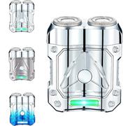 2025 New Mini Shaver-Compact Electric Razor & Charging Lighter Combo, 2-in-1 Portable Electric Mini Shaver for Men, Waterproof USB Rechargeable Dual-Head Trimmer for Travel and Daily Use (Gray)