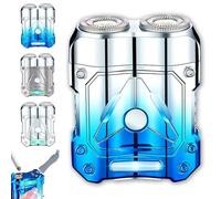 2025 New Mini Shaver, Compact Electric Razor&Charging Lighter Combo, Precision Trimmer and Built-in Lighter,USB Rechargeable Travel Shaver,Waterproof for Wet/Dry Shaving,Portable (Blue)