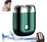 2025 New Model Mini Dual-Head Electric Shaver, Mini Portable Electric Shaver, Electric Mini Portable Razors, Pocket Size Washable Electric Razor, Double-Ring Magnetic Cutter (Green)