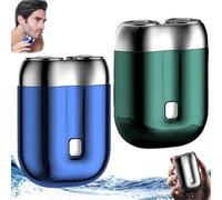 2025 New Model Mini Dual-Head Electric Shaver, Mini Portable Electric Shaver, Electric Mini Portable Razors, Pocket Size Washable Electric Razor, Double-Ring Magnetic Cutter (B+G)