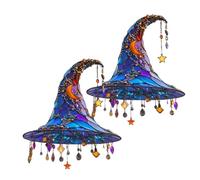 2025 New Moonlight strega da appendere alla finestra, ornamenti a forma di teschio, pipistrelli da appendere, decorazione per Halloween, lampada per interni, regalo di Halloween e Pasqua (A- 2 pezzi)